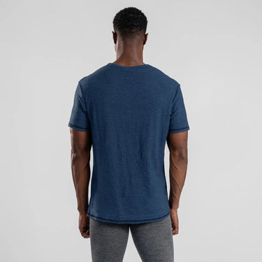 mens high performance crew pocket color natural blue