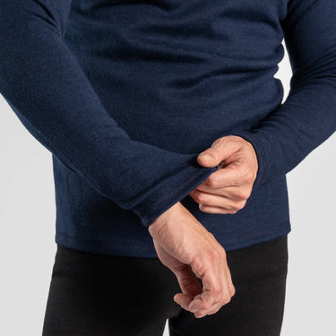 mens sustainable pullover hoodie midweight color navy blue