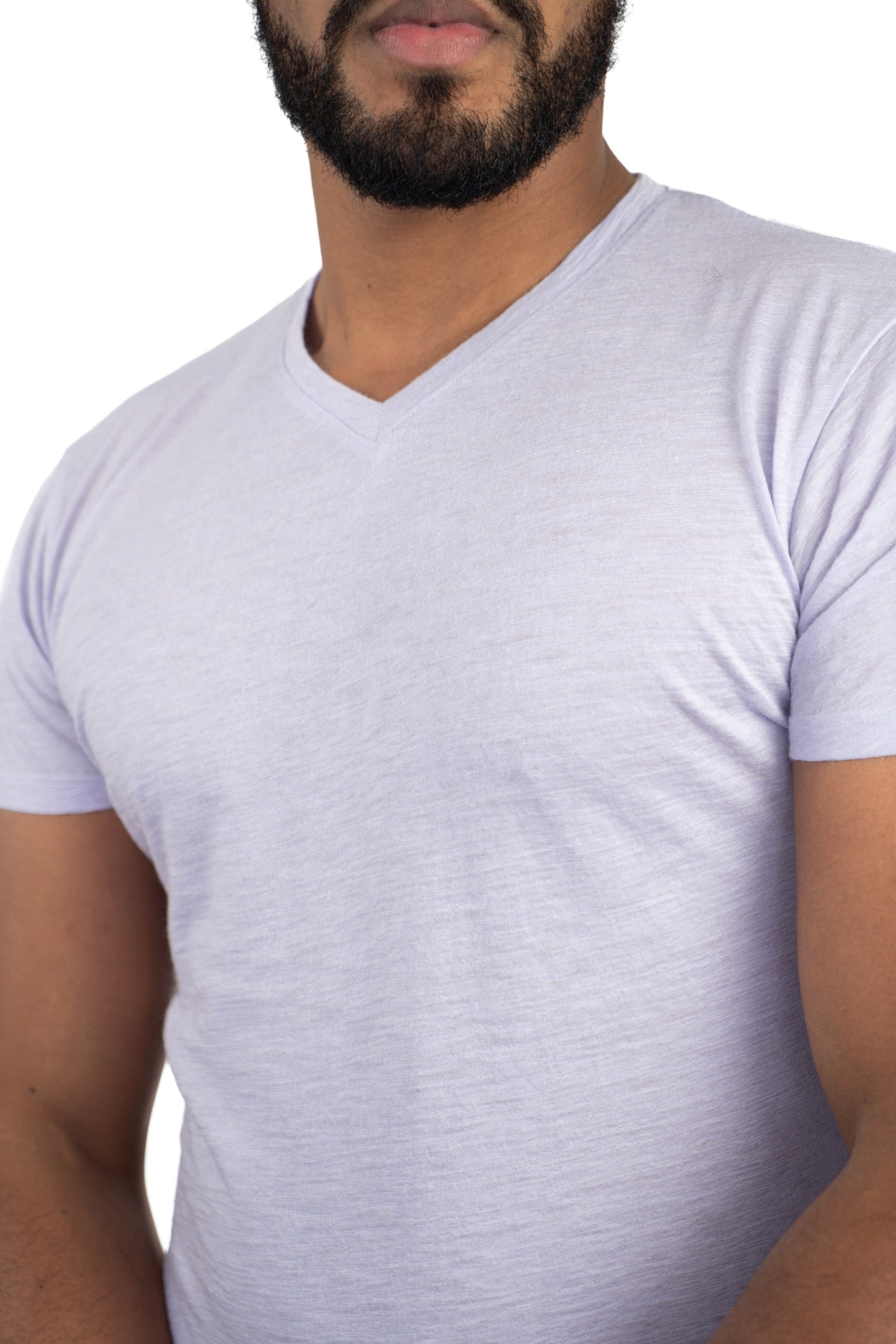 Men's Alpaca Wool T-Shirt: 160 Ultralight V-Neck color Lilac