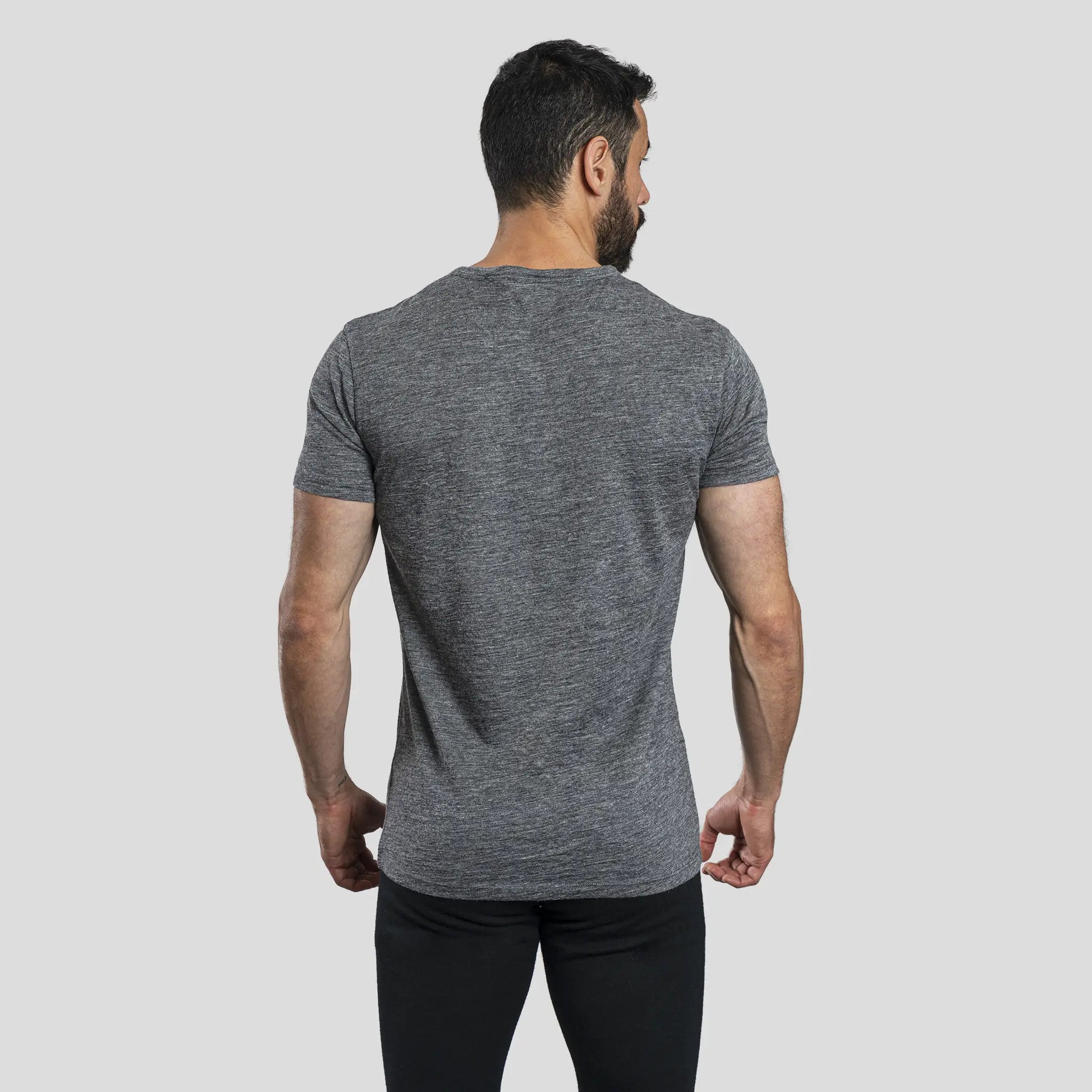 Men's Alpaca Wool T-Shirt: 160 Ultralight V-Neck color Gray