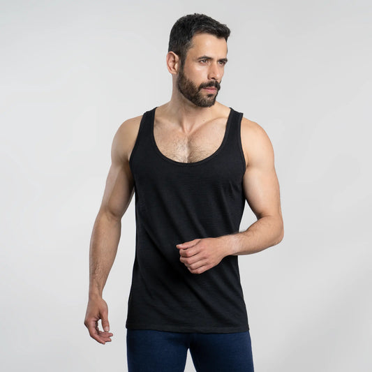 mens sustainable tank top ultralight color black