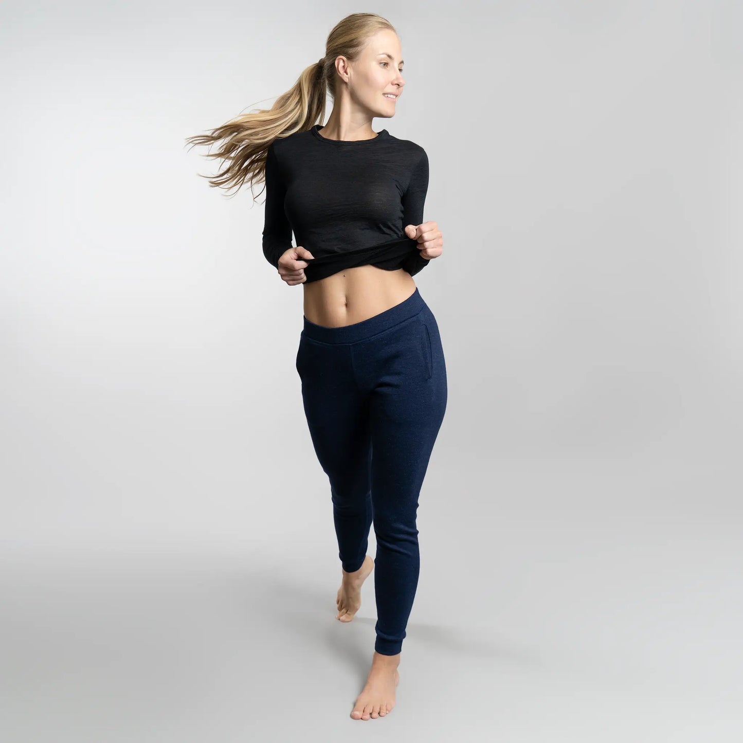 womens antibacterial sweatpants midweight color navy blue