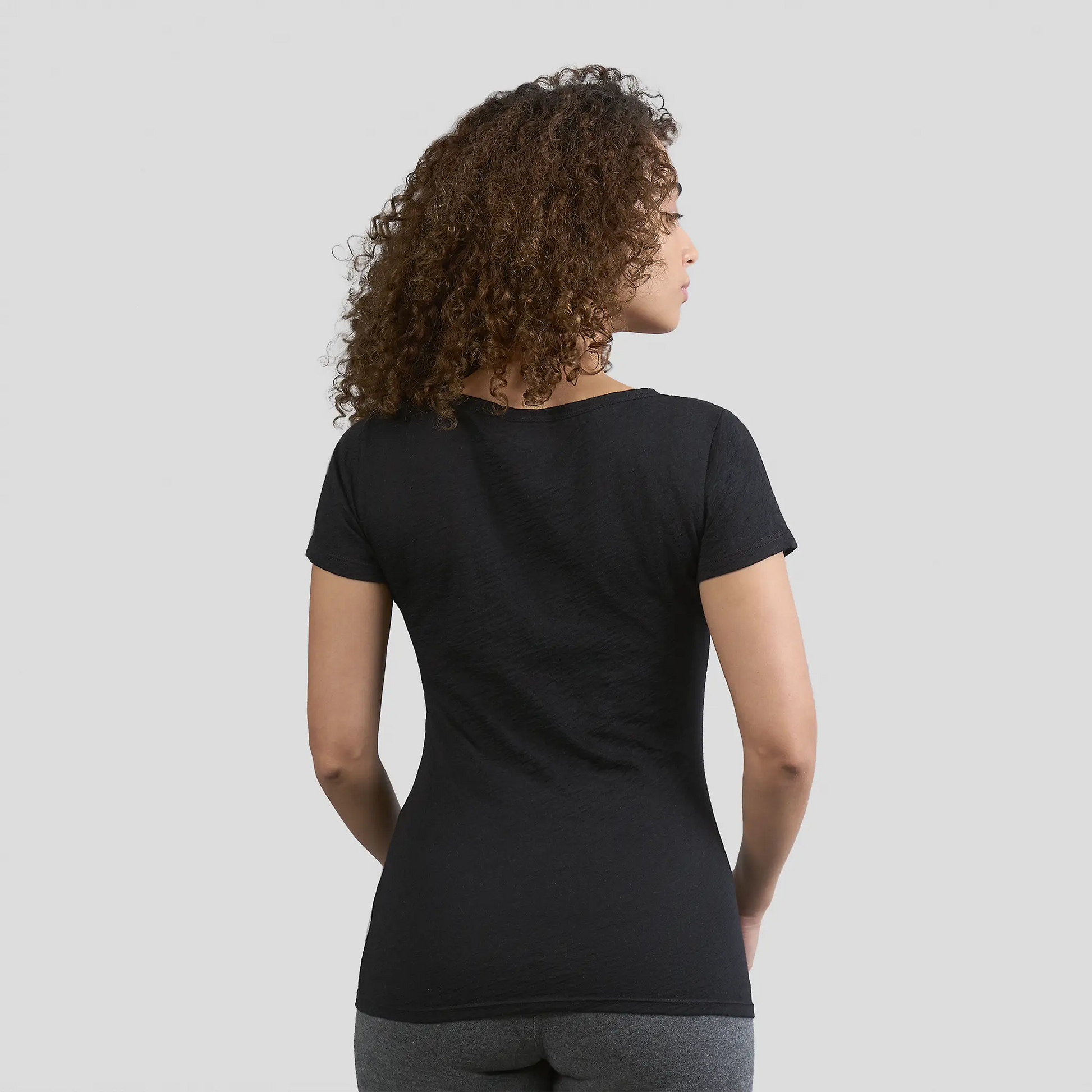 Women's Alpaca Wool T-Shirt: 160 Ultralight Crew Neck color Black