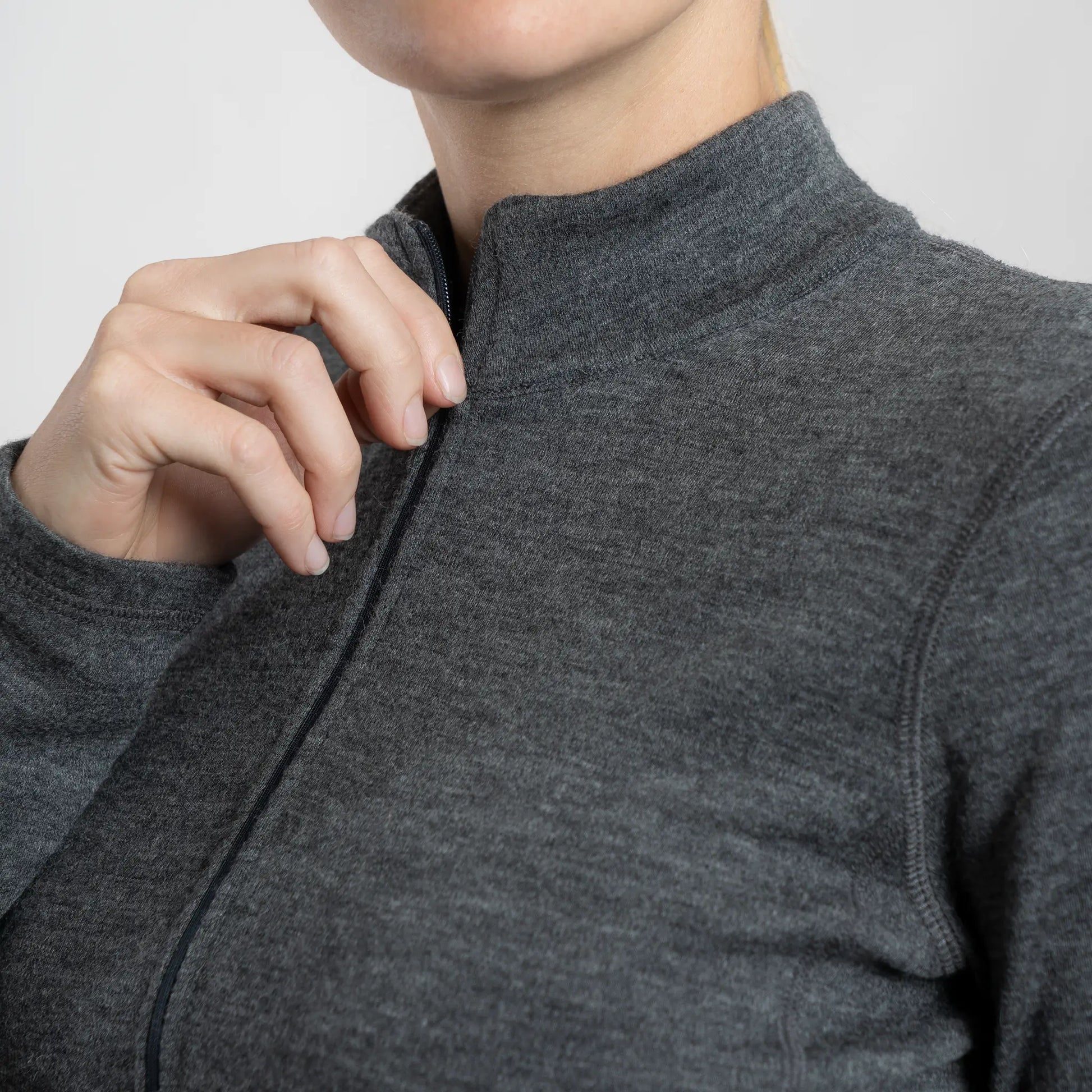 womens wool baselayer half zip color gray